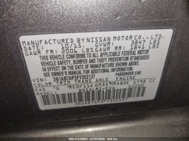 3N1AB7AP3FY352137 Nissan SENTRA SR