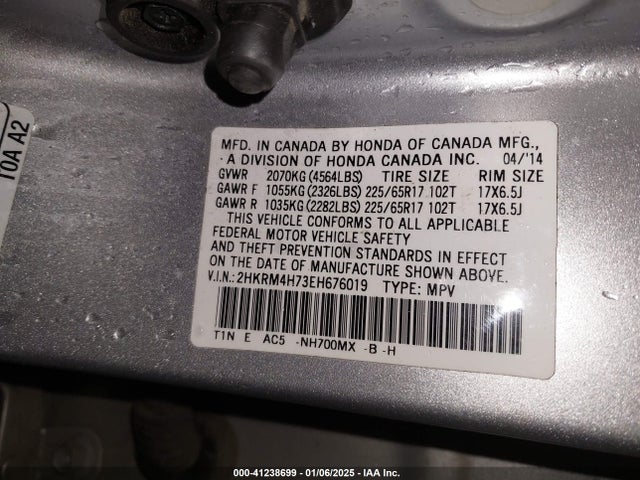 Honda Cr-v Ex-l 2014 2HKRM4H73EH676019 Image 9