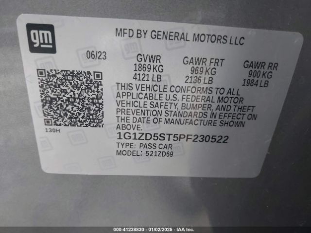 1G1ZD5ST5PF230522 Chevrolet Malibu Fwd 1lt