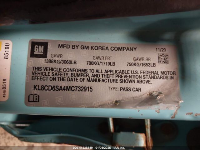 KL8CD6SA4MC732915 Chevrolet Spark Fwd 1lt Automatic