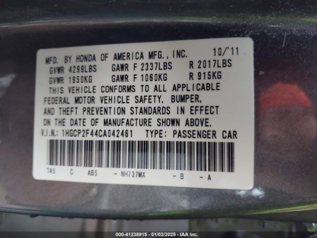 2012 HONDA ACCORD SDN 1HGCP2F44CA042461 Photo 8