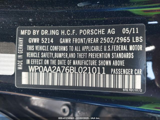 2011 PORSCHE PANAMERA WP0AA2A76BL021011 Photo 8