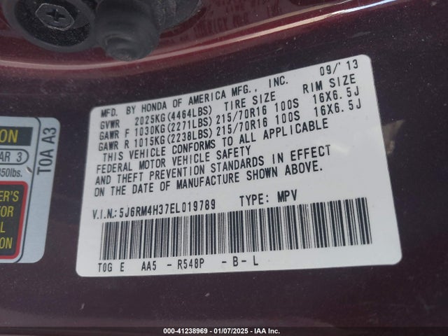 5J6RM4H37EL019789 Honda CR-V LX