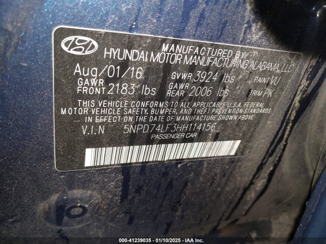 Hyundai ELANTRA SE 2017 5NPD74LF3HH114156 Image 9