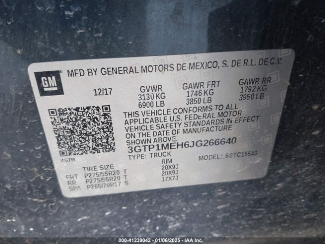 3GTP1MEH6JG266640 GMC Sierra 1500 Sle