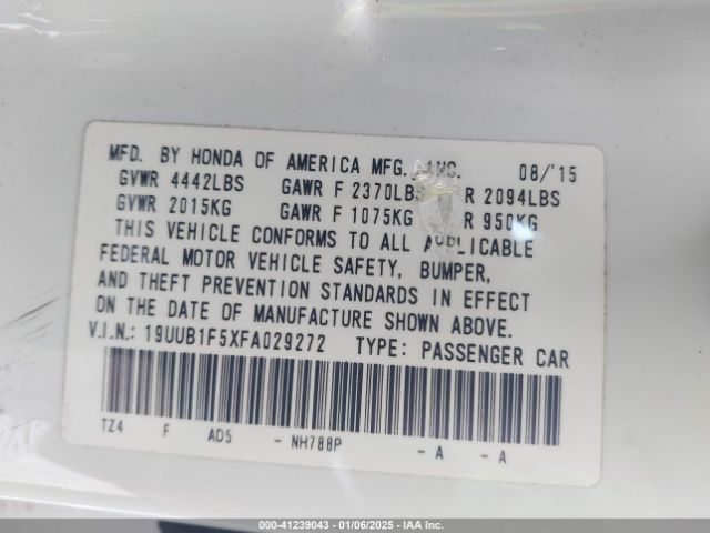 19UUB1F5XFA029272 Acura TLX TECH
