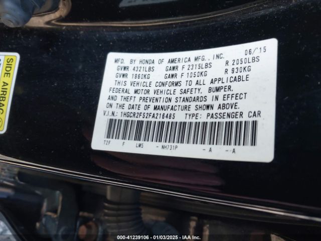 1HGCR2F52FA216485 Honda Accord Sport