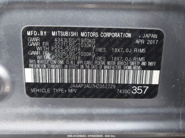 2017 MITSUBISHI OUTLANDER SPORT JA4AP3AU7HZ052729 Photo 8
