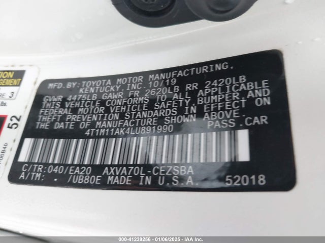 Toyota CAMRY SE 2020 4T1M11AK4LU891990 Image 9