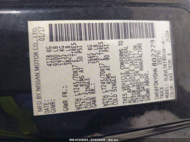 1N6BF0KY0HN802229 Nissan Nv Cargo Nv2500 Hd Sv V6