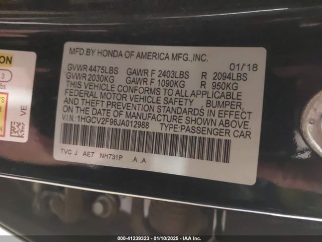1HGCV2F96JA012988 Honda Accord Touring 2.0t