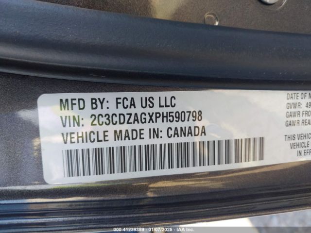 2C3CDZAGXPH590798 Dodge Challenger Sxt