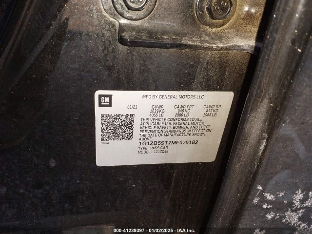 1G1ZB5ST7MF075182 Chevrolet Malibu Fwd Ls