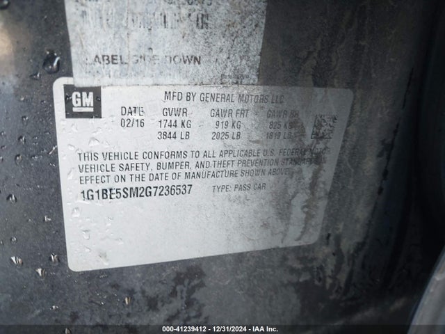 Chevrolet Cruze Lt Auto 2016 1G1BE5SM2G7236537 Image 9