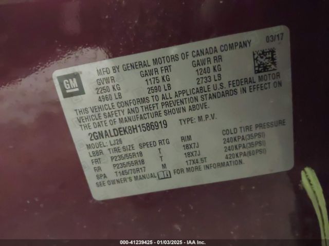 2GNALDEK8H1586919 Chevrolet Equinox Premier