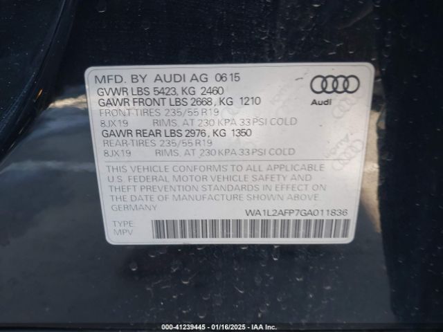 WA1L2AFP7GA011836 Audi Q5 2.0t Premium