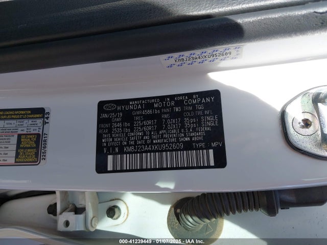 KM8J23A4XKU952609 Hyundai TUCSON SE