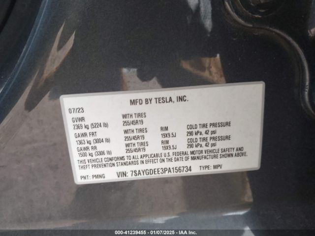 7SAYGDEE3PA156734 Tesla Model Y Awd/long Range Dual Motor All-wheel Drive