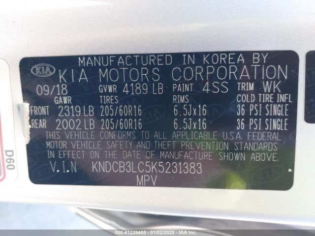 KNDCB3LC5K5231383 KIA NIRO LX