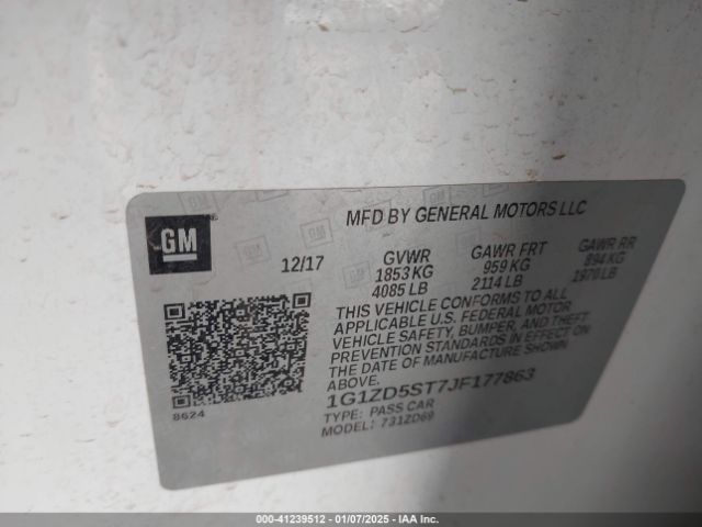 1G1ZD5ST7JF177863 Chevrolet MALIBU LT