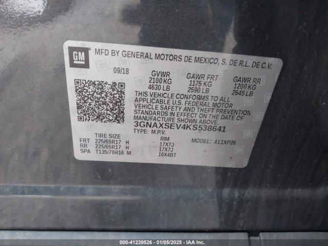 3GNAXSEV4KS538641 Chevrolet EQUINOX LS