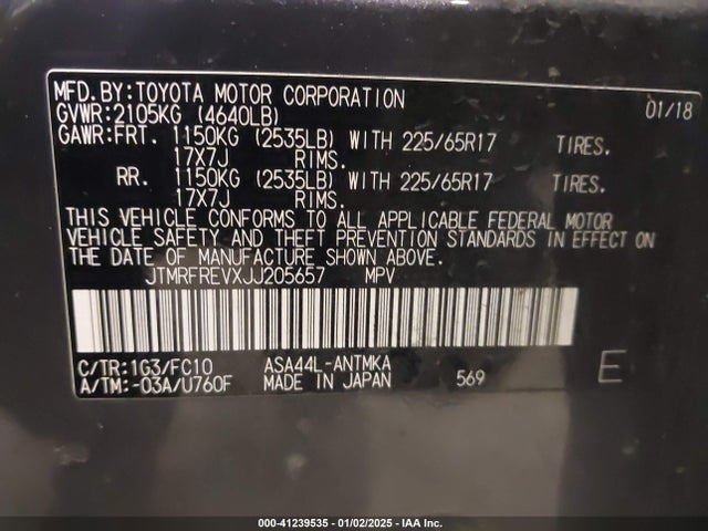JTMRFREVXJJ205657 Toyota Rav4 Adventure/xle