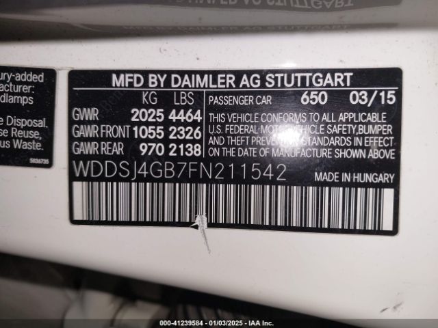 WDDSJ4GB7FN211542 Mercedes-Benz CLA 250 4MATIC