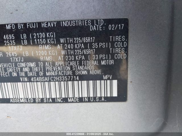 4S4BSAFC2H3357714 Subaru Outback 2.5i Premium