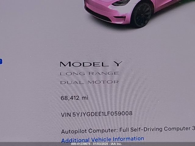 5YJYGDEE1LF059008 Tesla Model Y Long Range Dual Motor All-wheel Drive