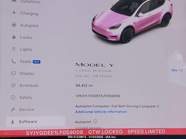 5YJYGDEE1LF059008 Tesla Model Y Long Range Dual Motor All-wheel Drive