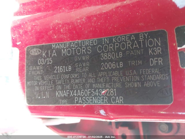 KIA FORTE LX 2015 KNAFX4A60F5430281 Image 9