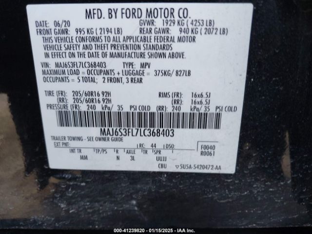 MAJ6S3FL7LC368403 Ford ECOSPORT S