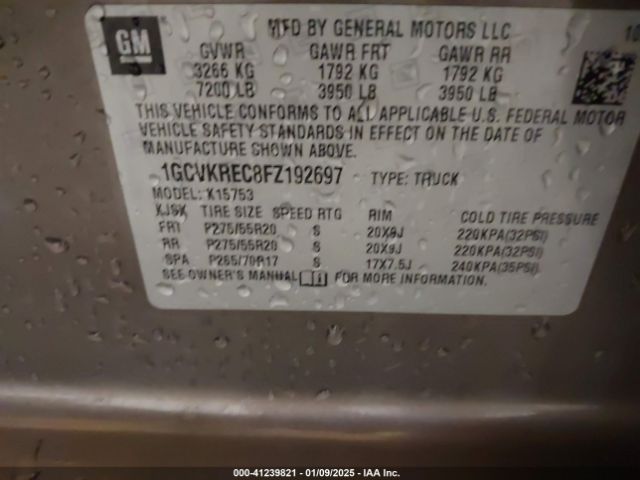 1GCVKREC8FZ192697 Chevrolet Silverado 1500 1lt