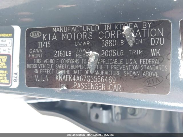 KNAFK4A67G5566469 KIA FORTE LX