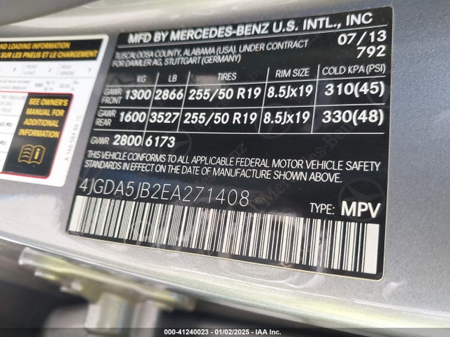 4JGDA5JB2EA271408 Mercedes-Benz ML 350