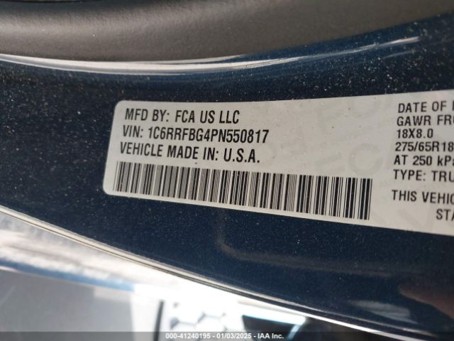 1C6RRFBG4PN550817 RAM 1500 Big Horn  4x4 6'4 Box