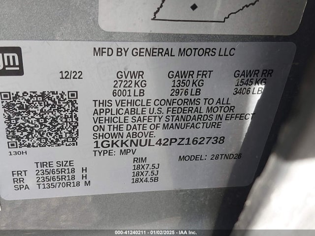 1GKKNUL42PZ162738 GMC Acadia Awd Slt