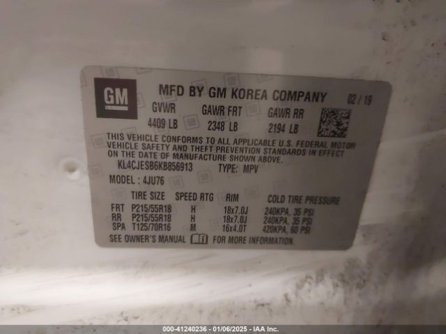 KL4CJESB6KB856913 Buick Encore Awd Preferred
