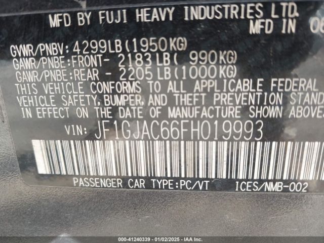 JF1GJAC66FH019993 Subaru Impreza 2.0i Premium