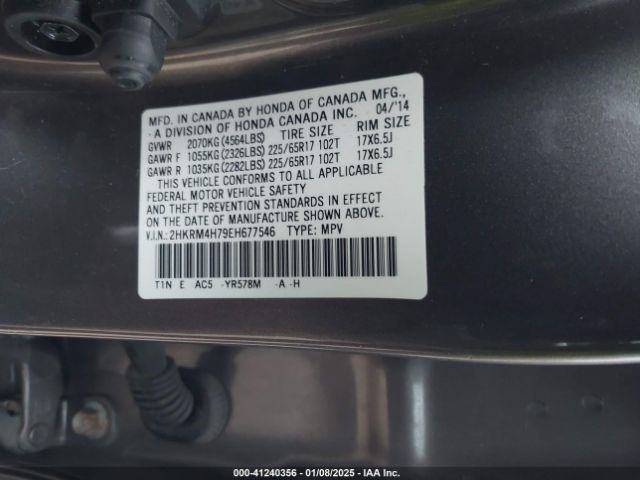 2HKRM4H79EH677546 Honda Cr-v Ex-l