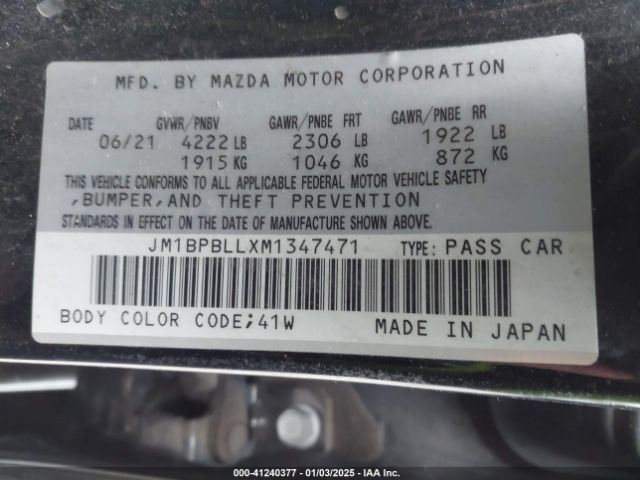 JM1BPBLLXM1347471 Mazda Mazda3 Hatchback Preferred