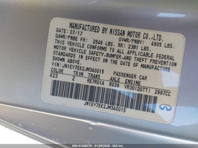 JN1EV7EK2JM340015 Infiniti Q60 3.0t Sport