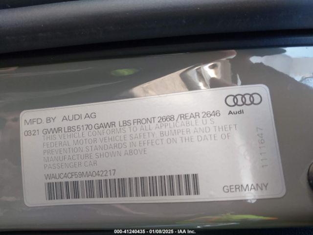 2021 AUDI S5 SPORTBACK WAUC4CF59MA042217 Photo 8
