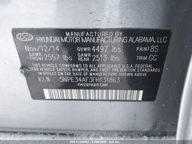Hyundai Sonata Limited 2015 5NPE34AF3FH131863 Image 9