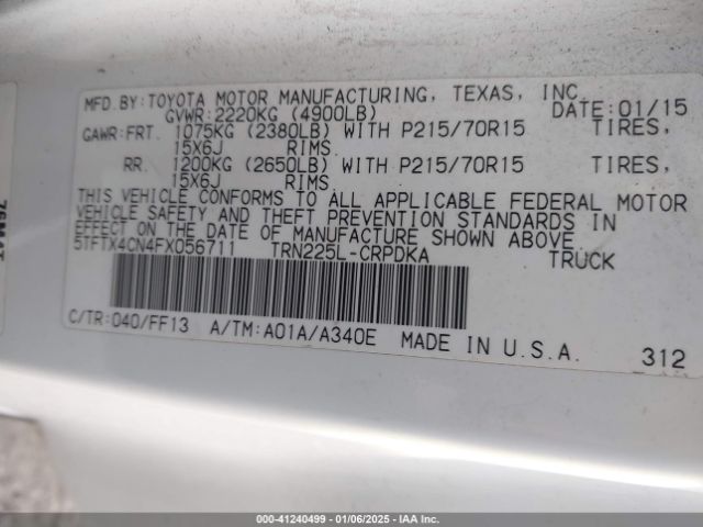 5TFTX4CN4FX056711 Toyota Tacoma