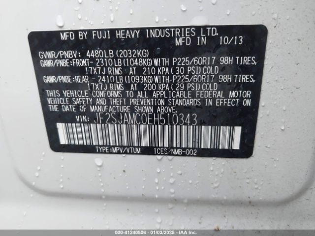 JF2SJAMC0EH510343 Subaru Forester 2.5i Touring