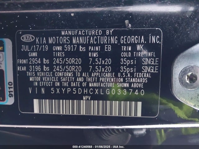 5XYP5DHCXLG033740 KIA Telluride Sx
