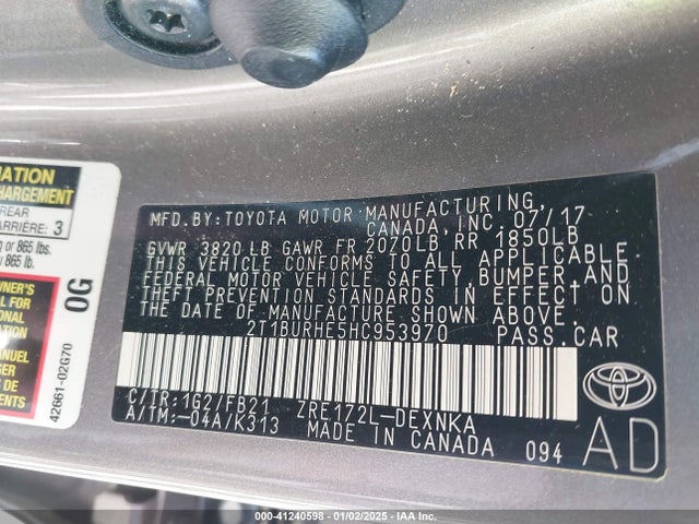 Toyota COROLLA LE 2017 2T1BURHE5HC953970 Image 9