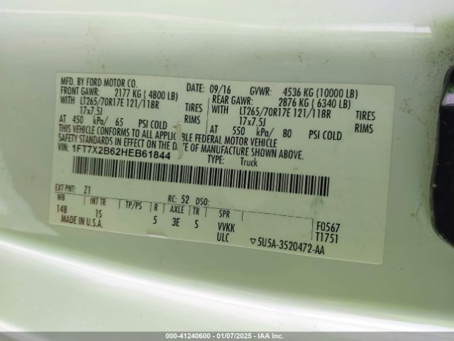 1FT7X2B62HEB61844 Ford F-250 Xl