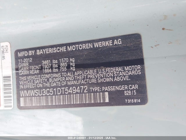 2013 MINI HARDTOP WMWSU3C51DT549472 Photo 8